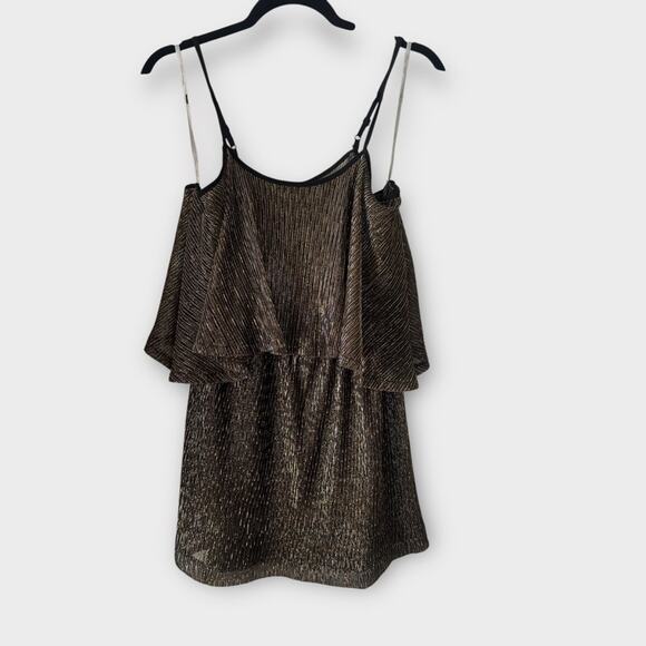 Lovers + Friends gold and silver ribbed mini dress with open back, size small - Picture 2 of 10